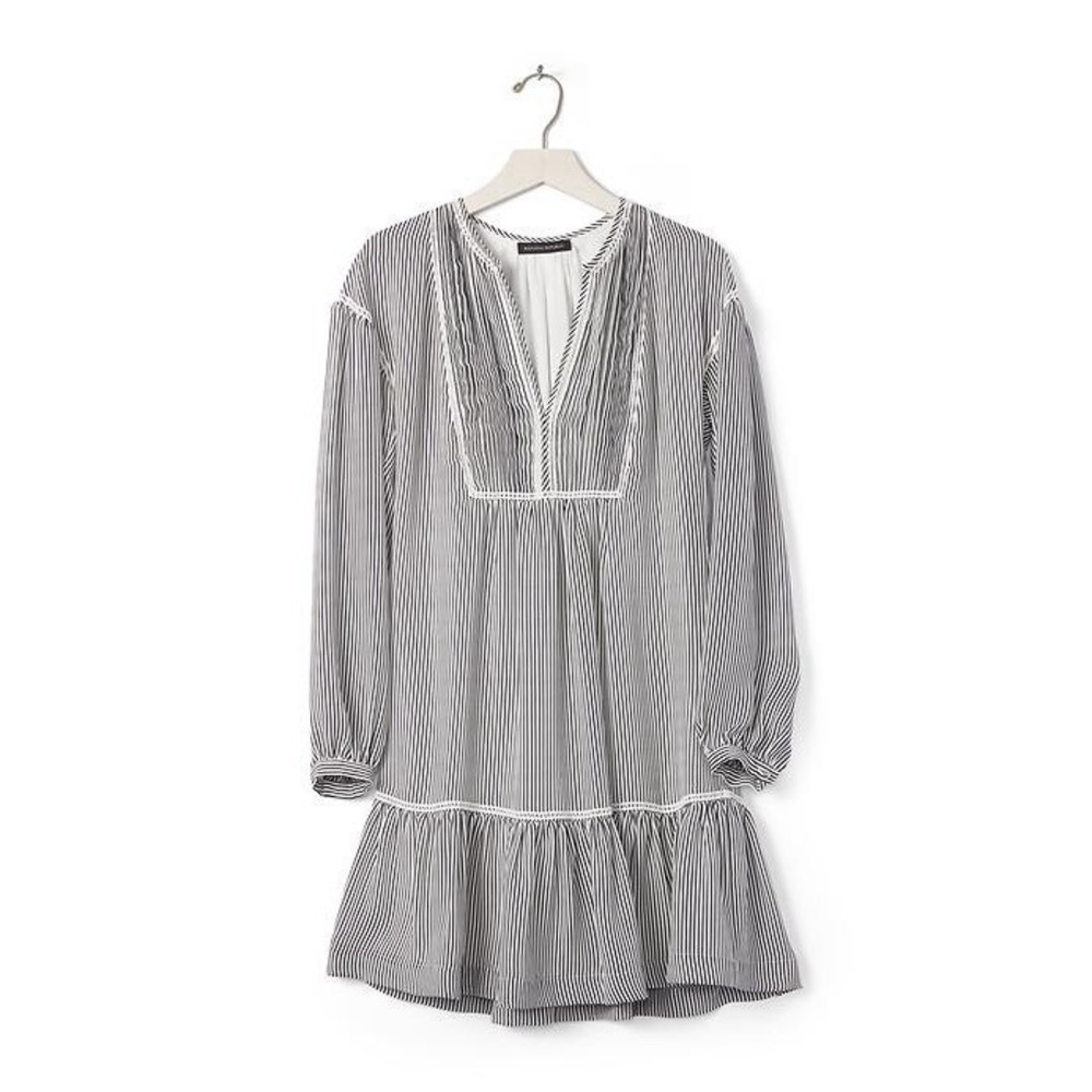 Banana Republic Striped Drop-Waist Shirtdress Size XL Lined Preppy Dress NWT